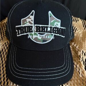 True Religion Black Cap with Yellow Stitching